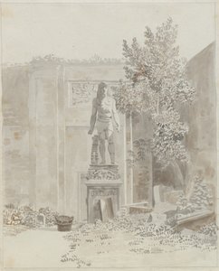 Estatua romana antigua en estilo egipcio, probablemente en el jardín del Palazzo Barberini de Christoffer Wilhelm Eckersberg