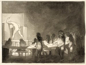 Sátira sobre la clase de vida en la Real Academia de Bellas Artes de Christoffer Wilhelm Eckersberg