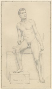 Modelo masculino desnudo sentado