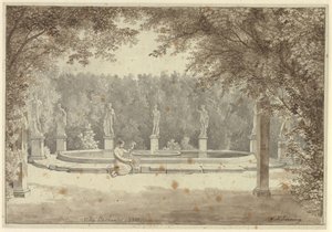 La fuente en el jardín del Palazzo Barberini, Roma