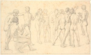 Estudio de un grupo de hombres desnudos