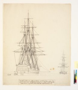 El barco de línea ruso "Asow" y una fragata anclada en las carreteras de Elsinore de Christoffer Wilhelm Eckersberg