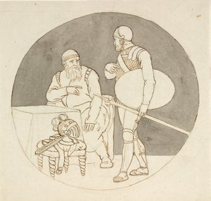 Dos guerreros, uno de pie, el otro sentado de Christoffer Wilhelm Eckersberg