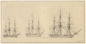 Tres barcos de línea rusos de Christoffer Wilhelm Eckersberg