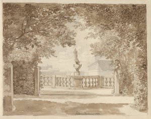 Vista desde el jardín del Palazzo Barberini hacia el palacio y el Quirinal, Roma de Christoffer Wilhelm Eckersberg