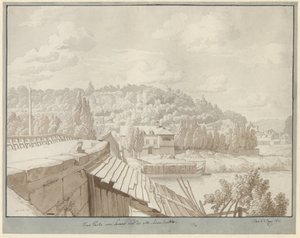 Vista desde Sèvres del antiguo puente del Sena con el parque en Saint Cloud al fondo de Christoffer Wilhelm Eckersberg