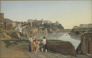 Vista del Tíber hacia la colina Aventino en Roma de Christoffer Wilhelm Eckersberg