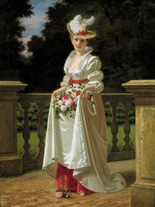 Recogida de flores. Pintura de C. Berlin de C. Berlin