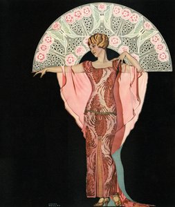 Belleza Art Deco con un abanico