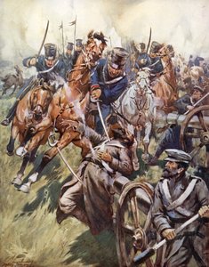 "Cosacos y rusos se recuperan del golpe de sable, destrozados y destrozados" (litografía en color) de C. Dudley Tennant