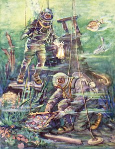 En el maravilloso mundo de los submarinos (litografía en color) de C. Dudley Tennant