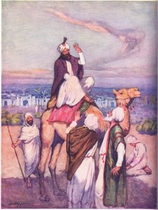 El fundador árabe de una gran religión: Mahoma nace en La Meca (litografía en color) de C. Dudley Tennant