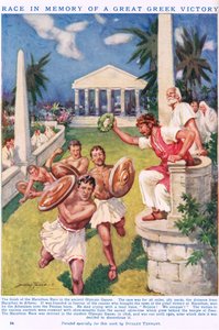 El Maratón: Carrera en memoria de una gran victoria griega, ilustración de "Newnes