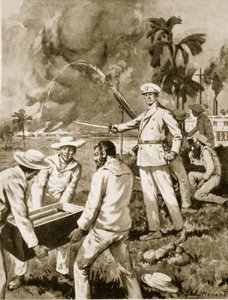 El Destacamento de Cohetes en el Atbara (litografía) de C. Dudley Tennant