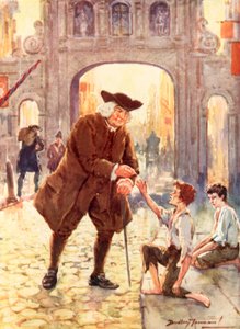 El gran Dr. Johnson y su humilde amigo (litografía en color) de C. Dudley Tennant
