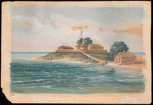 Fort Dearborn en 1803 (acuarela) de C. E. Petford