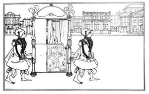 Silla de manos en el camino, frontispicio de Juvenal, en 