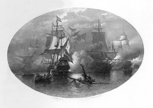 La batalla naval de Sole Bay, 1672, c1870 de Domenico del Barbiere