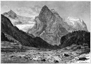 El Wellhorn y el glaciar Rosenlaui, Suiza, siglo XIX