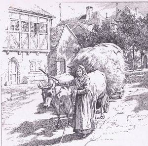 Carros tirados por bueyes retumbaban por las calles silenciosas, de El Niño del Aire pub. por Duckworth de C. Wilhelm