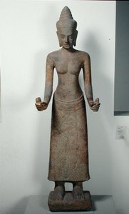 Estatua de la diosa, Lakshmi, de Preah Ko, estilo Bayon