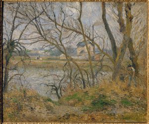 A orillas del Oise, cerca de Pontoise, el tiempo gris ... de Camille (after) Pissarro