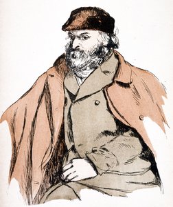 Retrato ilustrado de Paul Cezanne (1839 - 1906), artista francés y pintor postimpresionista. (grabado)