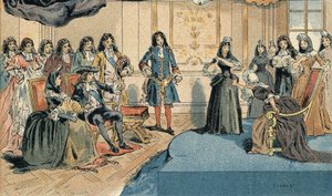Representación de "Athalie "de Jean Racine ante Luis XIV (1638-1715) y Madame (Mariquise) de Maintenon (Francoise d