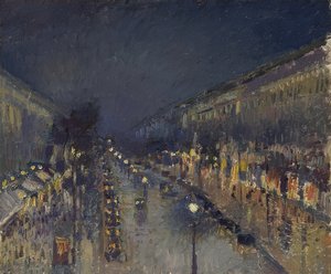 El Boulevard Montmartre de noche. 1897 de Camille Jacob Pissarro