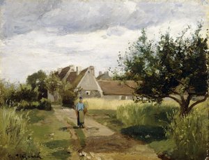 Entrada de un pueblo, c.1863 de Camille Jacob Pissarro