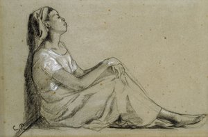 Joven mujer negra sentada, 1855-57 de Camille Jacob Pissarro