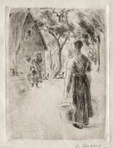 Paysanne portant des seaux, 1889 de Camille Jacob Pissarro