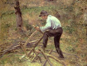 Pere Melon cortando madera, Pontoise, 1879