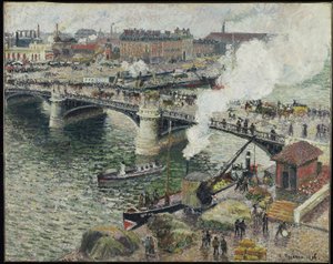 Puente Boieldieu en Rouen, Clima Húmedo de Camille Jacob Pissarro