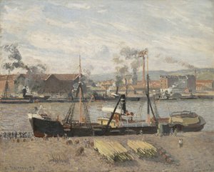 Puerto de Ruan, Descargando Madera, 1898 de Camille Jacob Pissarro