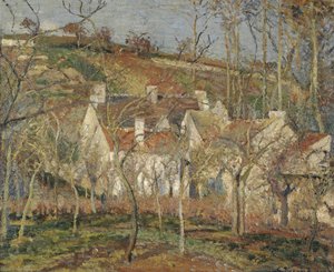 Tejados Rojos, esquina de un pueblo, invierno, 1877 de Camille Jacob Pissarro