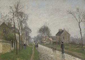 Ruta de Versalles, Louveciennes, efecto de lluvia, 1870 de Camille Jacob Pissarro