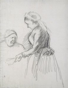Estudio de la madre del artista con su criada de Camille Jacob Pissarro