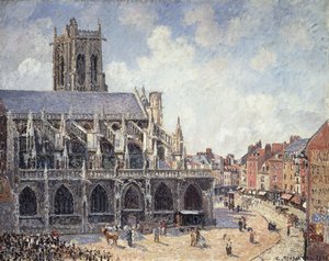 La iglesia de Saint Jacques en Dieppe al sol de la mañana, 1901 de Camille Jacob Pissarro