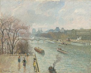 El Louvre, Tarde, Tiempo Lluvioso, 1900 de Camille Jacob Pissarro
