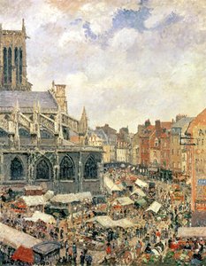 El mercado alrededor de la iglesia de Saint-Jacques, Dieppe, 1901