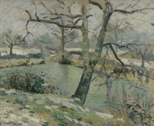 El estanque en Montfoucault, efecto de invierno, 1874 de Camille Jacob Pissarro
