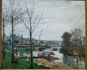 La lavandería en Port Marly de Camille Jacob Pissarro