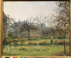 Mujer en un huerto, mañana de otoño, jardín de Eragny de Camille Jacob Pissarro