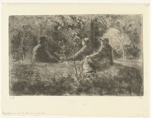Zondagse moho en het bos Descanso dominical en el bosque de Camille Jacob Pissarro