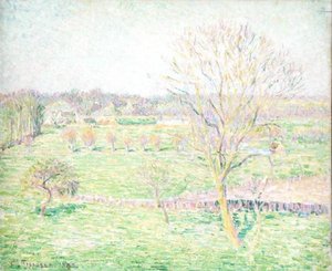 Un campo con un nogal en primavera de Camille Jacob Pissarro