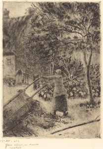 Una mujer vaciando una carretilla, 1880