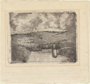 Una mujer caminando por un camino rural, 1879