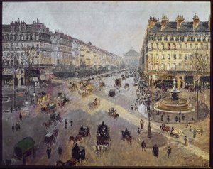 Avenida de la Ópera, sol, mañana de invierno de Camille Jacob Pissarro