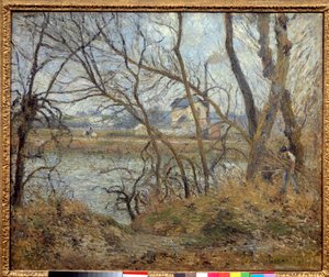 Orillas del Oise, cerca de Pontoise, tiempo gris de Camille Jacob Pissarro